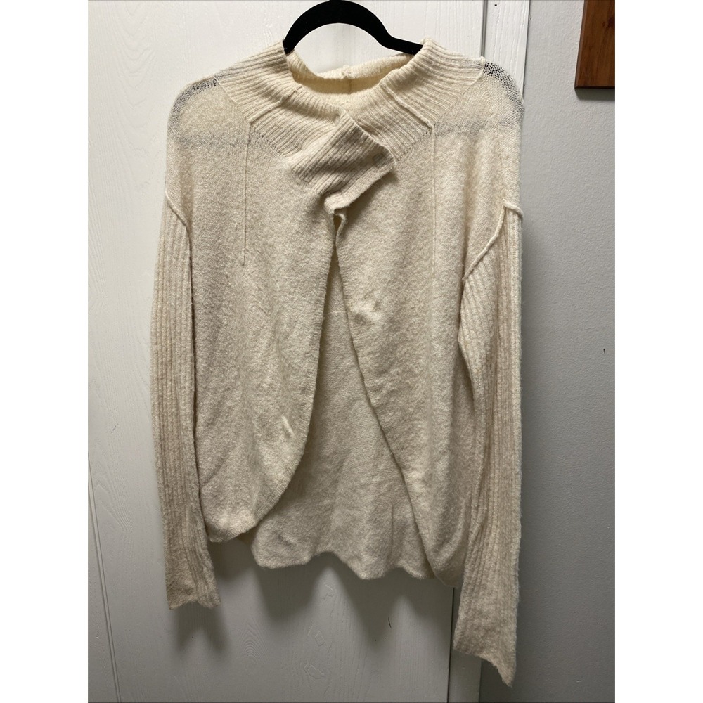 Free People Cascade Cream Soft Knit Mock Neck Sweater Cardigan Small